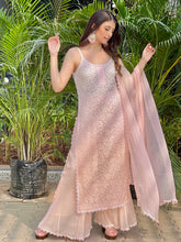 Cora Chikankari Ombré Lace Strappy Kurta Set (Set of 3)